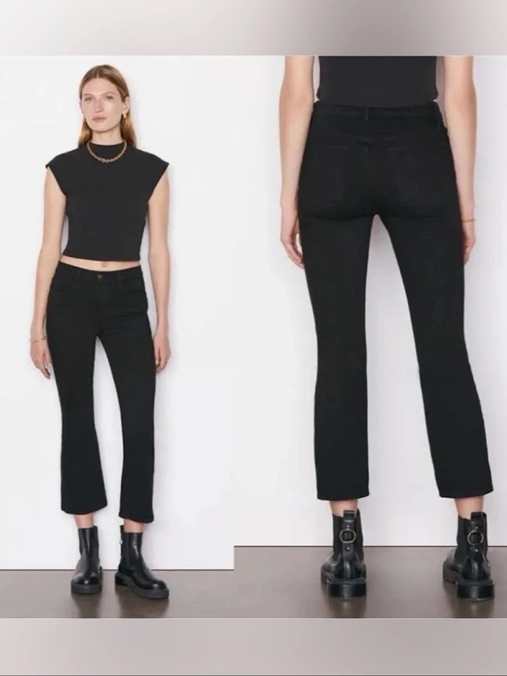 Frame Denim Le Crop Mini Boot Black Jeans